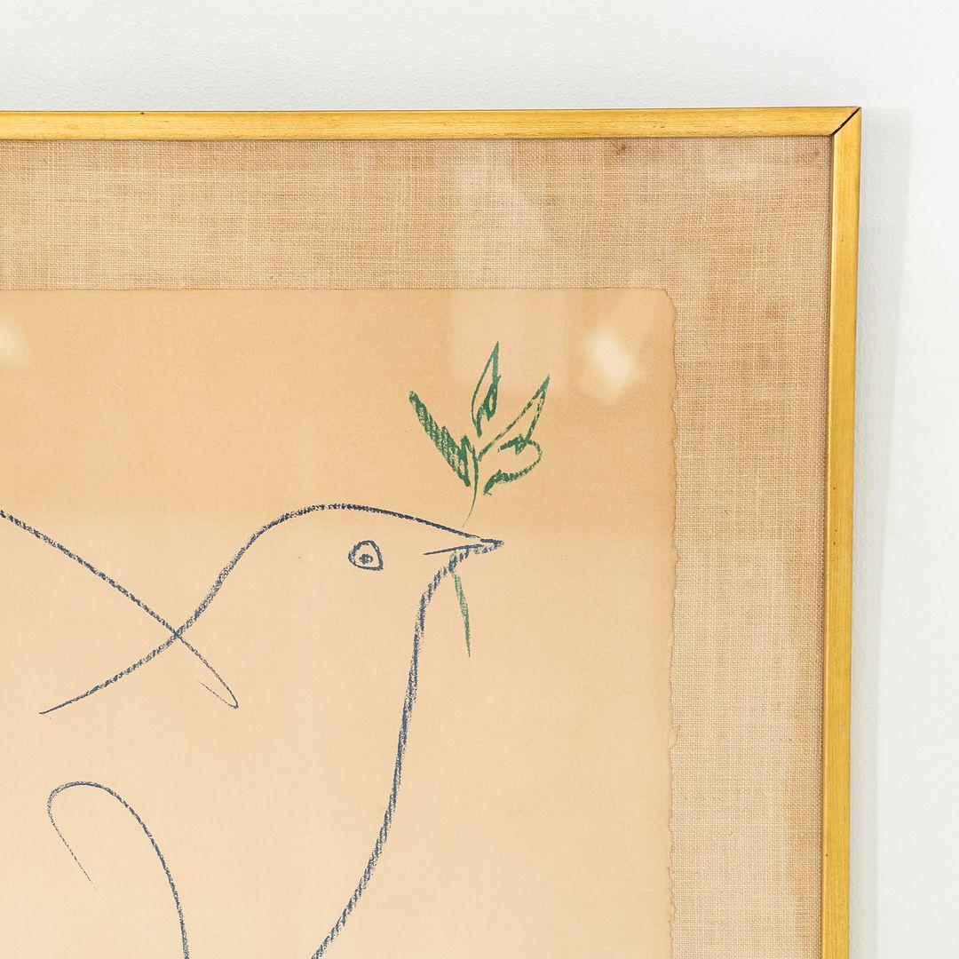 Moderne 1961 Lithographie originale de Pablo Picasso La Colombe Bleue 26x32 inches de France