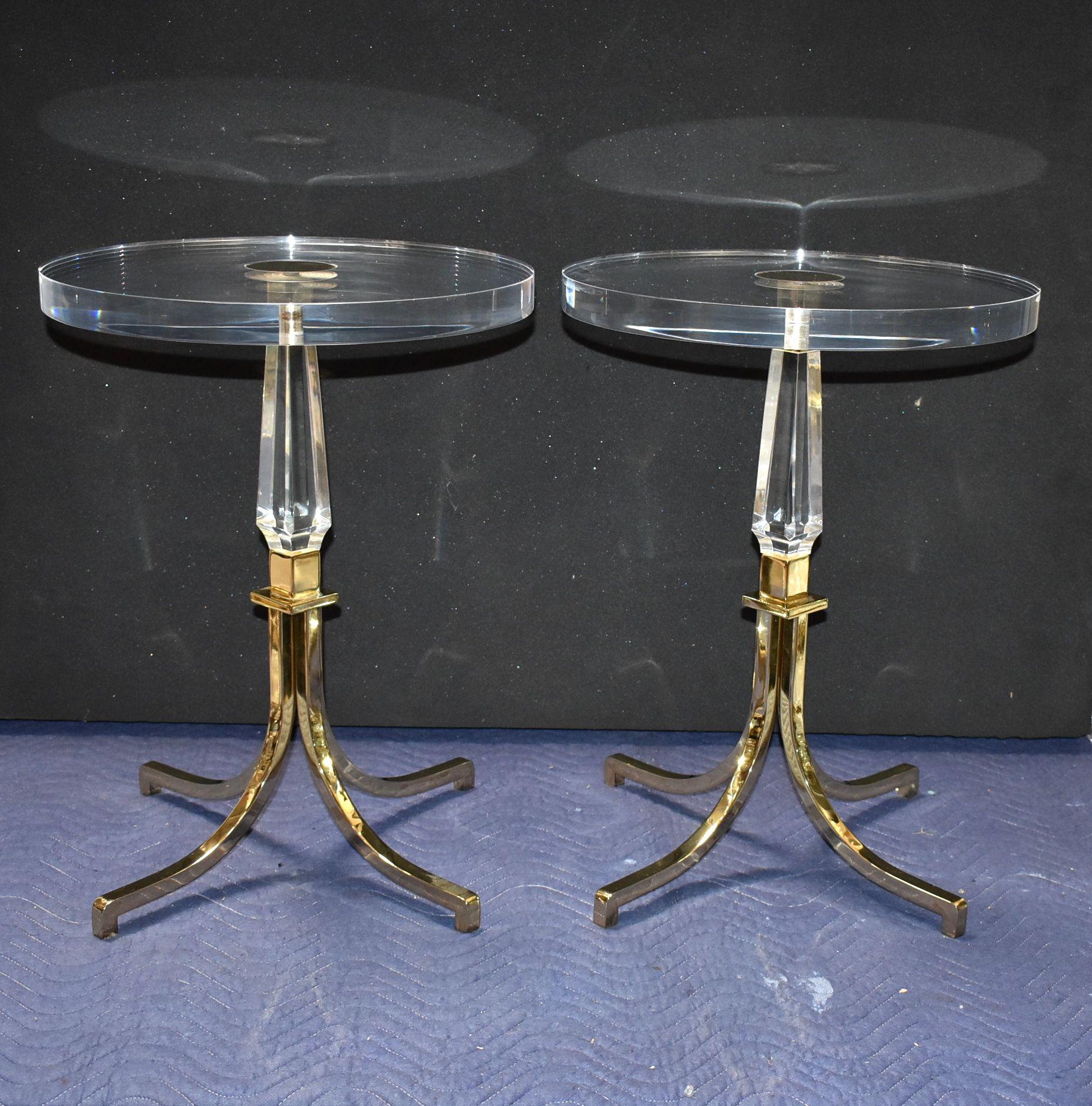 Pair of Regency style round side tables designed and signed by Charles Hollis Jones.

Provenance directly from CHJ