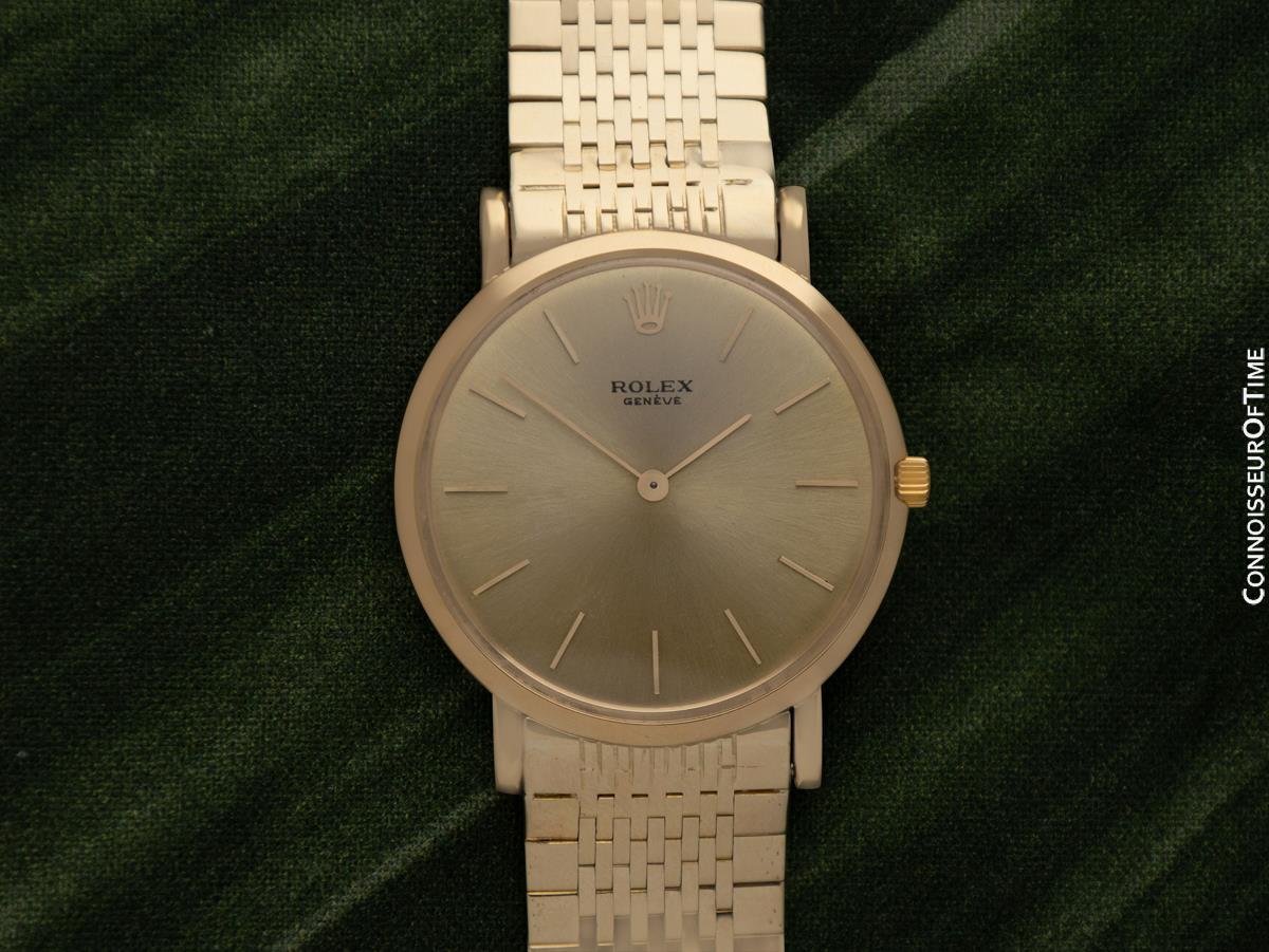 1961 ROLEX Vintage Mens Ultra Thin Pre-Cellini 18K Gold Dress Watch - Warranty 6