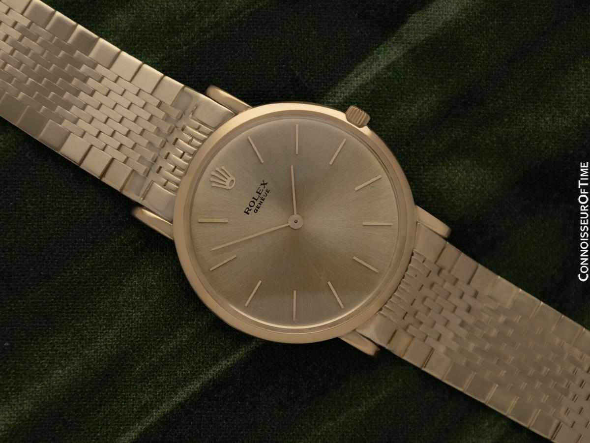 1961 ROLEX Vintage Mens Ultra Thin Pre-Cellini 18K Gold Dress Watch - Warranty 7