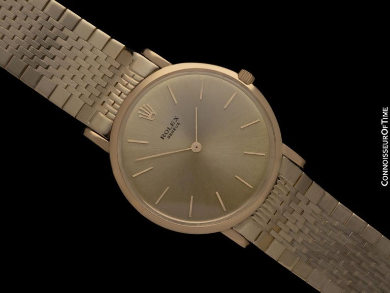 1961 ROLEX Vintage Mens Ultra Thin Pre-Cellini 18K Gold Dress Watch -  Warranty at 1stDibs