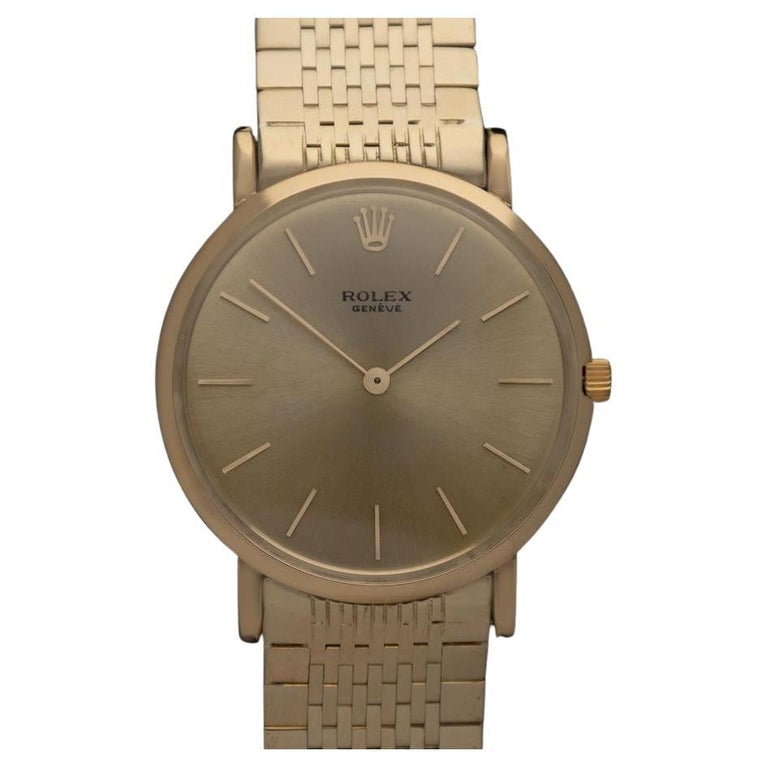 1961 ROLEX Vintage Mens Ultra Thin Pre-Cellini 18K Gold Dress Watch -  Warranty at 1stDibs