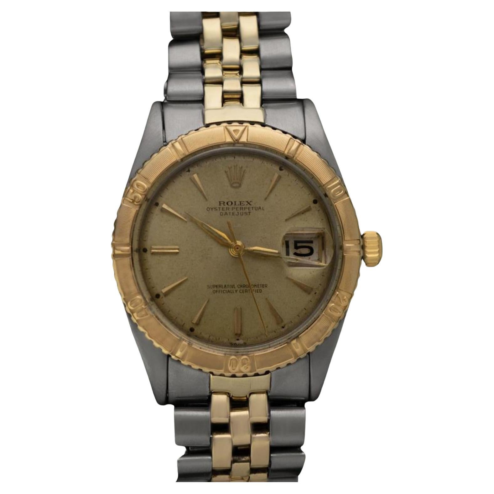 1961 Rolex Vintage Turn-O-Graph Thunderbird Datejust 18K Gold SS Watch