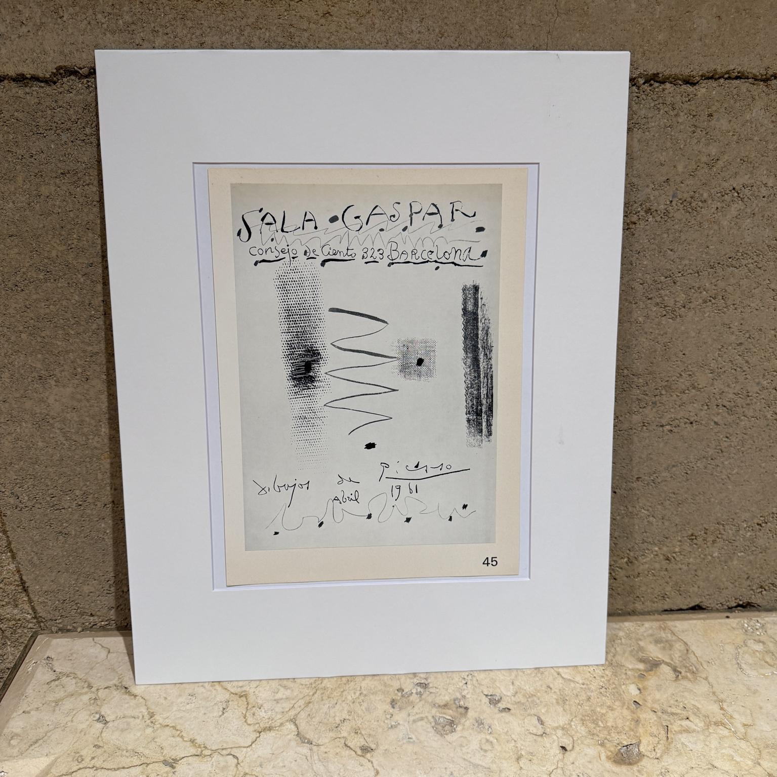 1961 Sala- Gaspar Picasso Litografia Poster Stampa
Barcellona Spagna
16 x 20 art 9,25 x 11,5
Condizioni originali e non restaurate
Fai riferimento alle immagini elencate