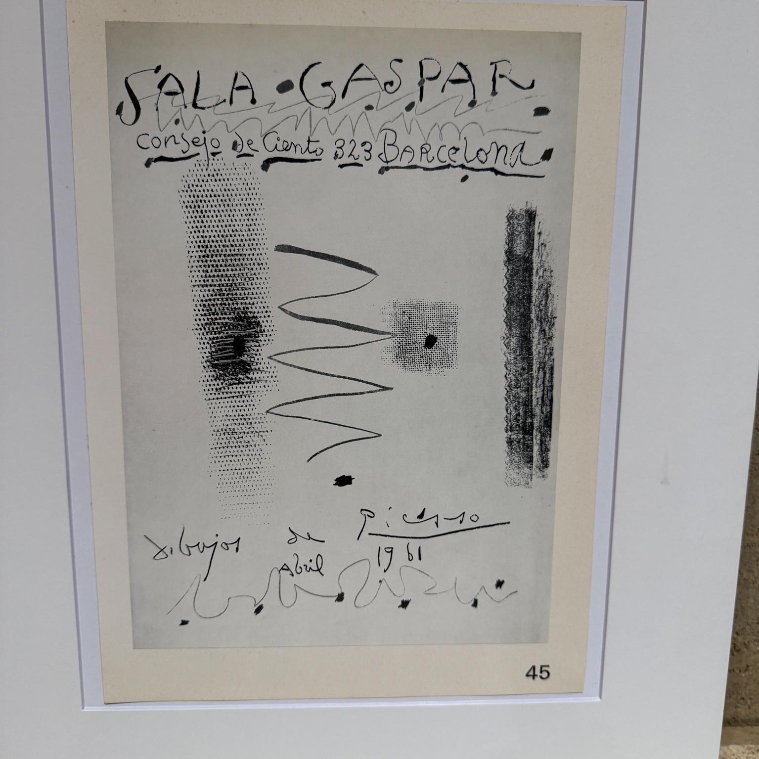 Mid-Century moderno 1961 Sala-Gaspar Picasso Litografia Poster Barcellona Spagna in vendita