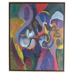 1961 Signed Oil on Board Abstract Painting by Dr. Lee Jennings