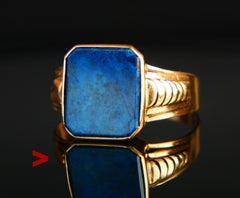 1961 Signet Men Ring 5ct natural Lazurite solid 18K Gold Ø 12.25US / 4.3 gr