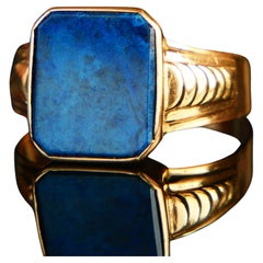 1961 Anillo Signet Hombre 5ct Lazurita natural maciza Oro 18K Ø 12.25US / 4.3 gr
