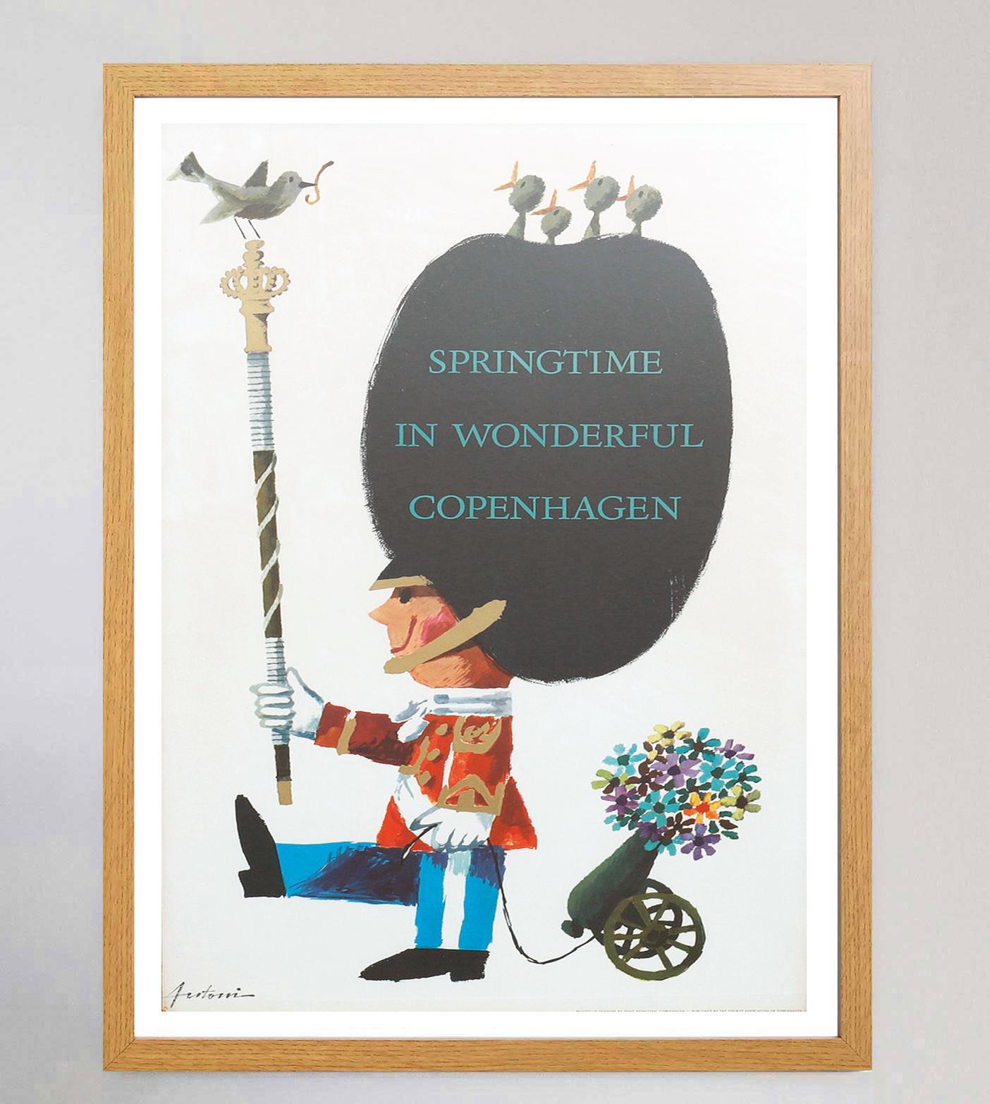 Danish 1961 Springtime in Wonderful Copenhagen Original Vintage Poster For Sale