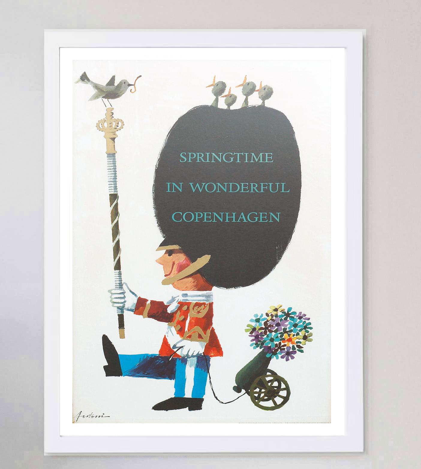 1961 Springtime in Wonderful Copenhagen Original Vintage Poster In Good Condition For Sale In Winchester, GB