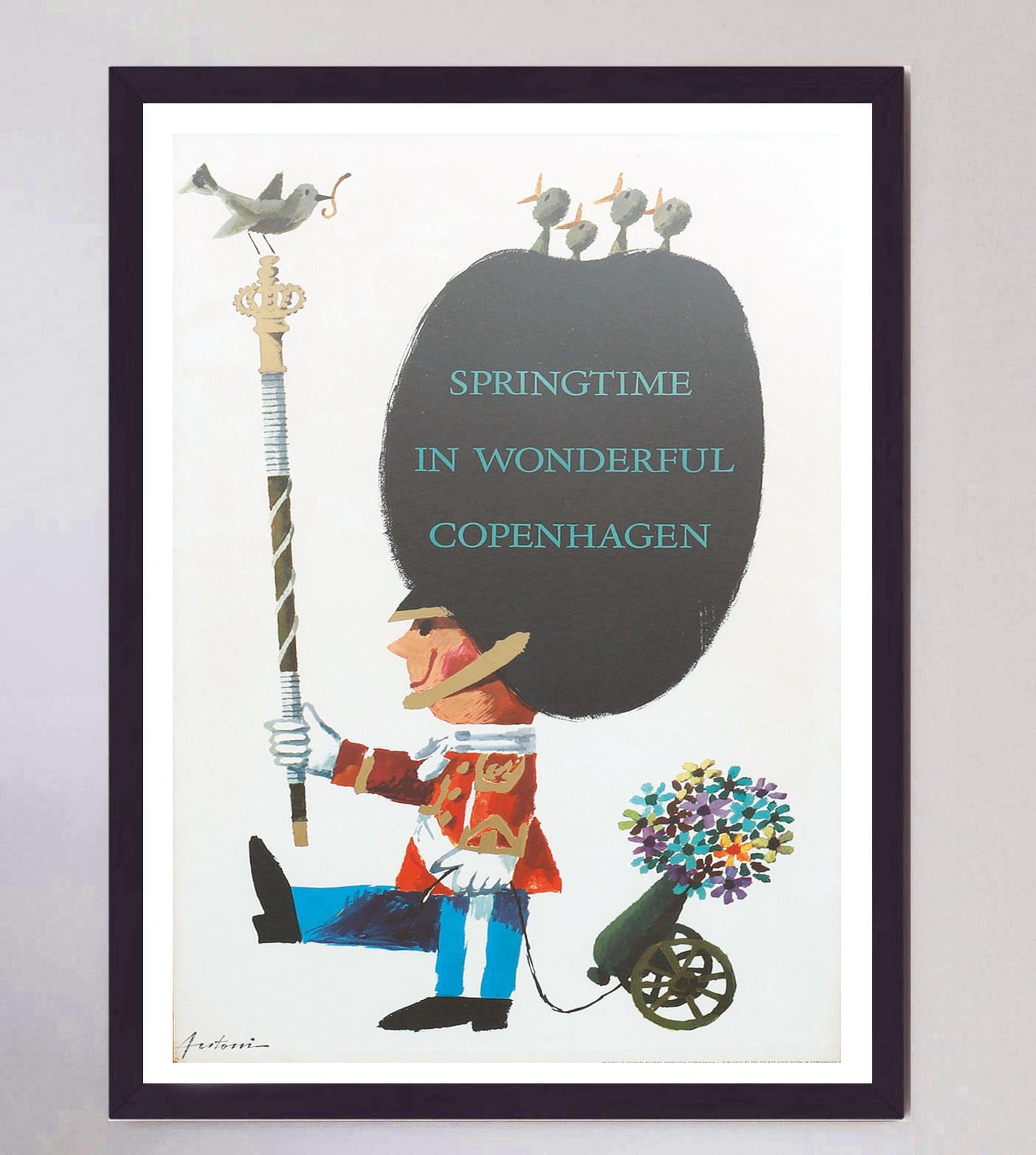 Mid-20th Century 1961 Springtime in Wonderful Copenhagen Original Vintage Poster For Sale