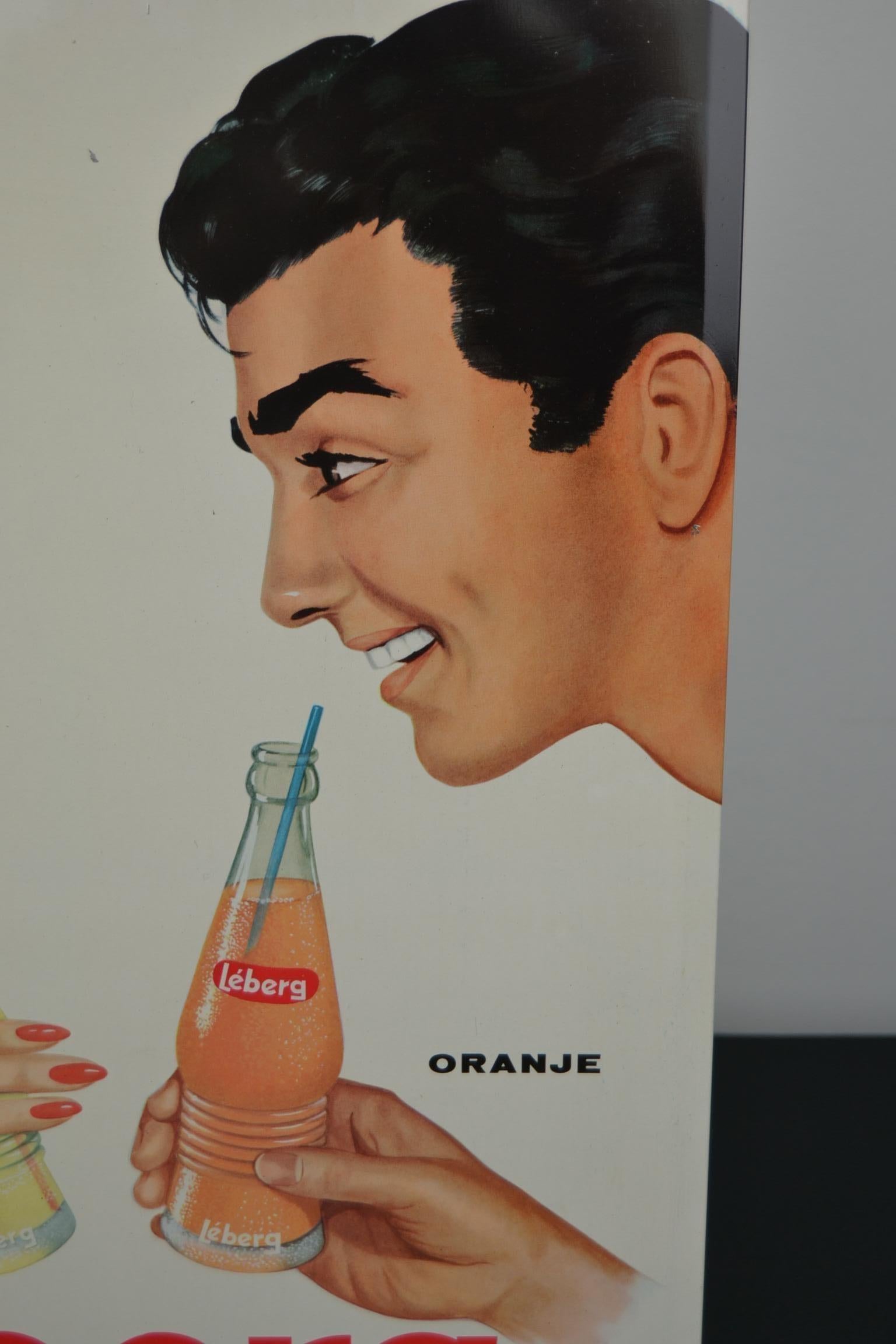 Cartel de hojalata de los años 60 para limonada, Bélgica en Bueno estado para la venta en Retie, BE