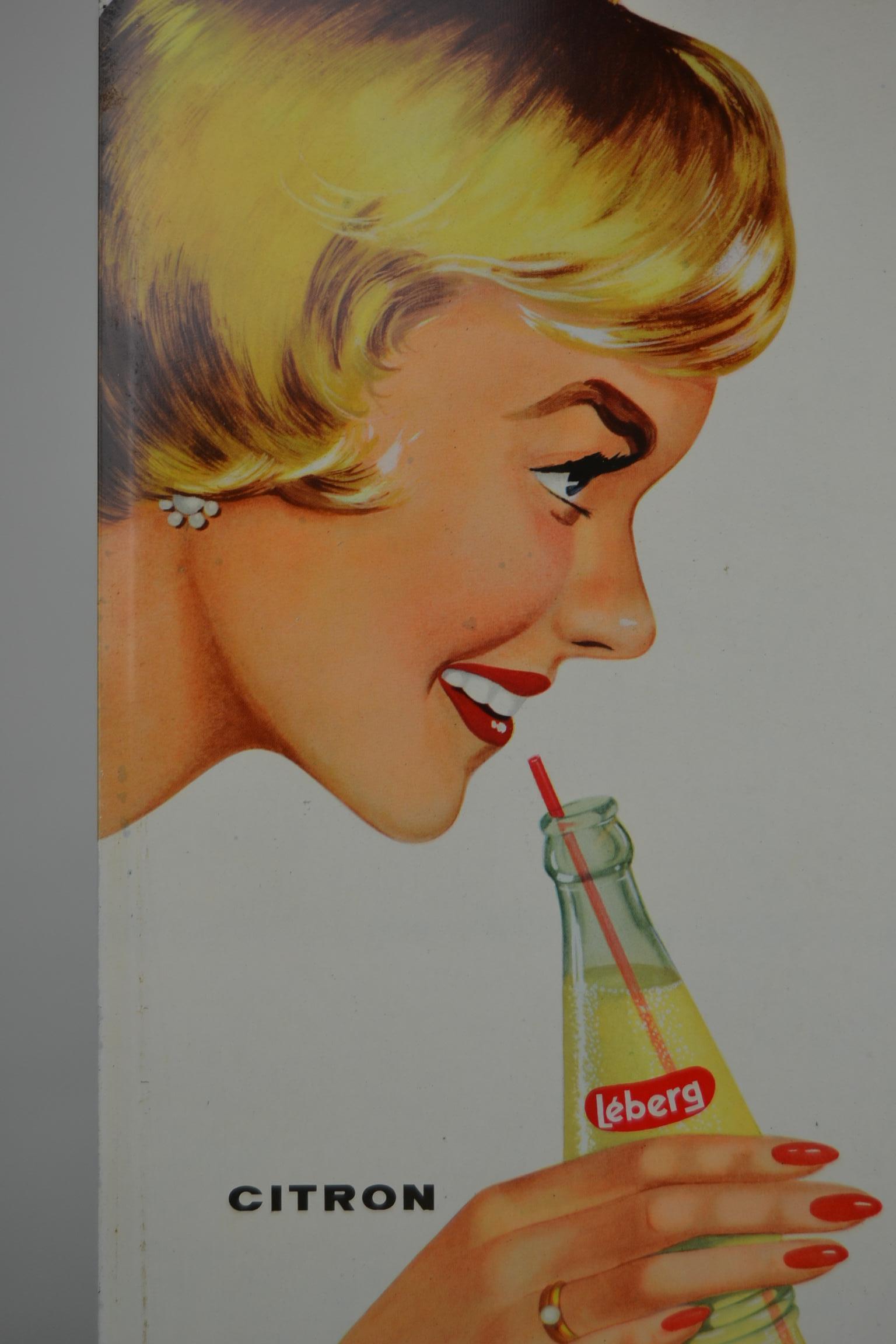 Belgian 1961 Tin Advertising Sign for Lemonade, Belgium