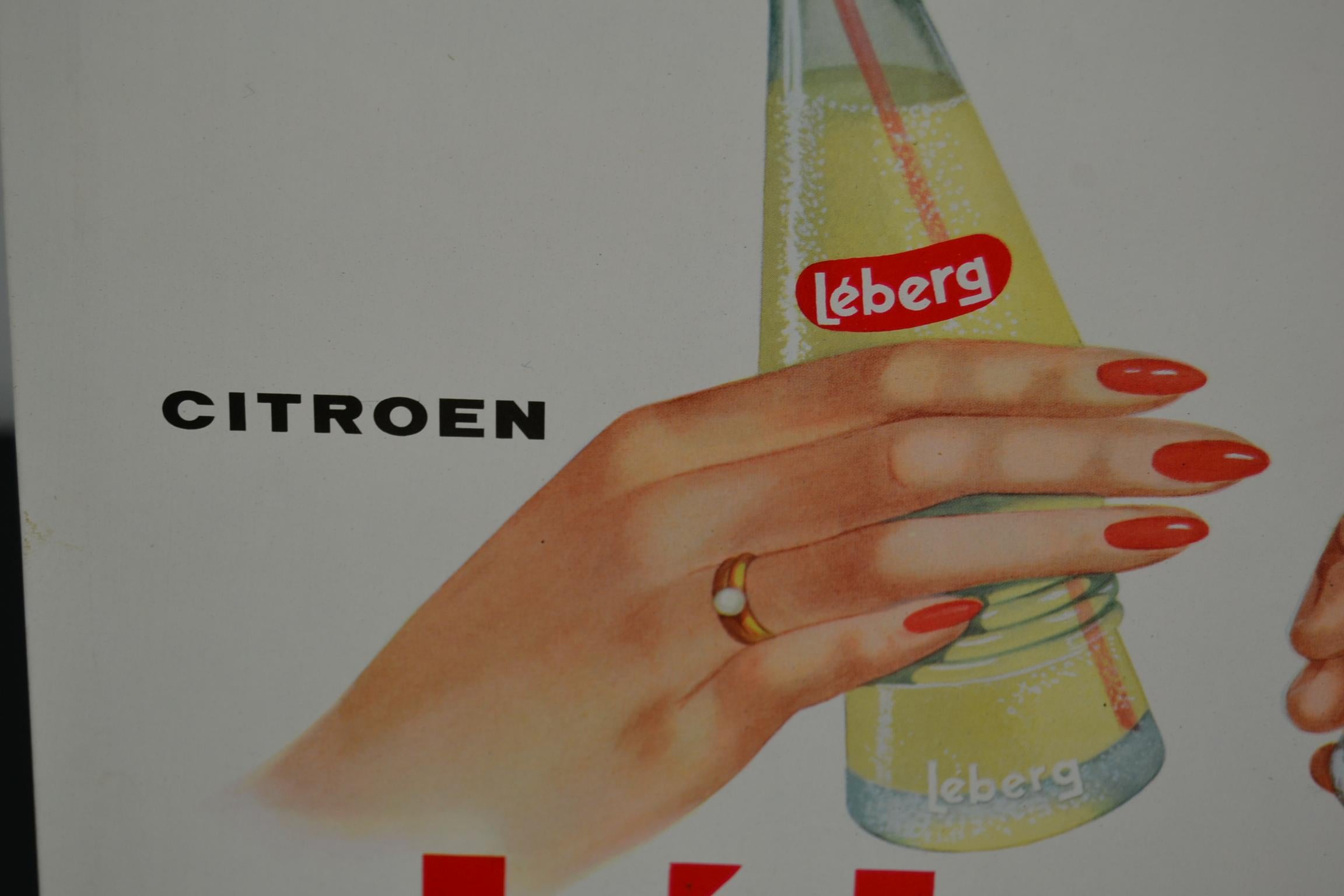 Cartel de hojalata de los años 60 para limonada, Bélgica siglo XX en venta