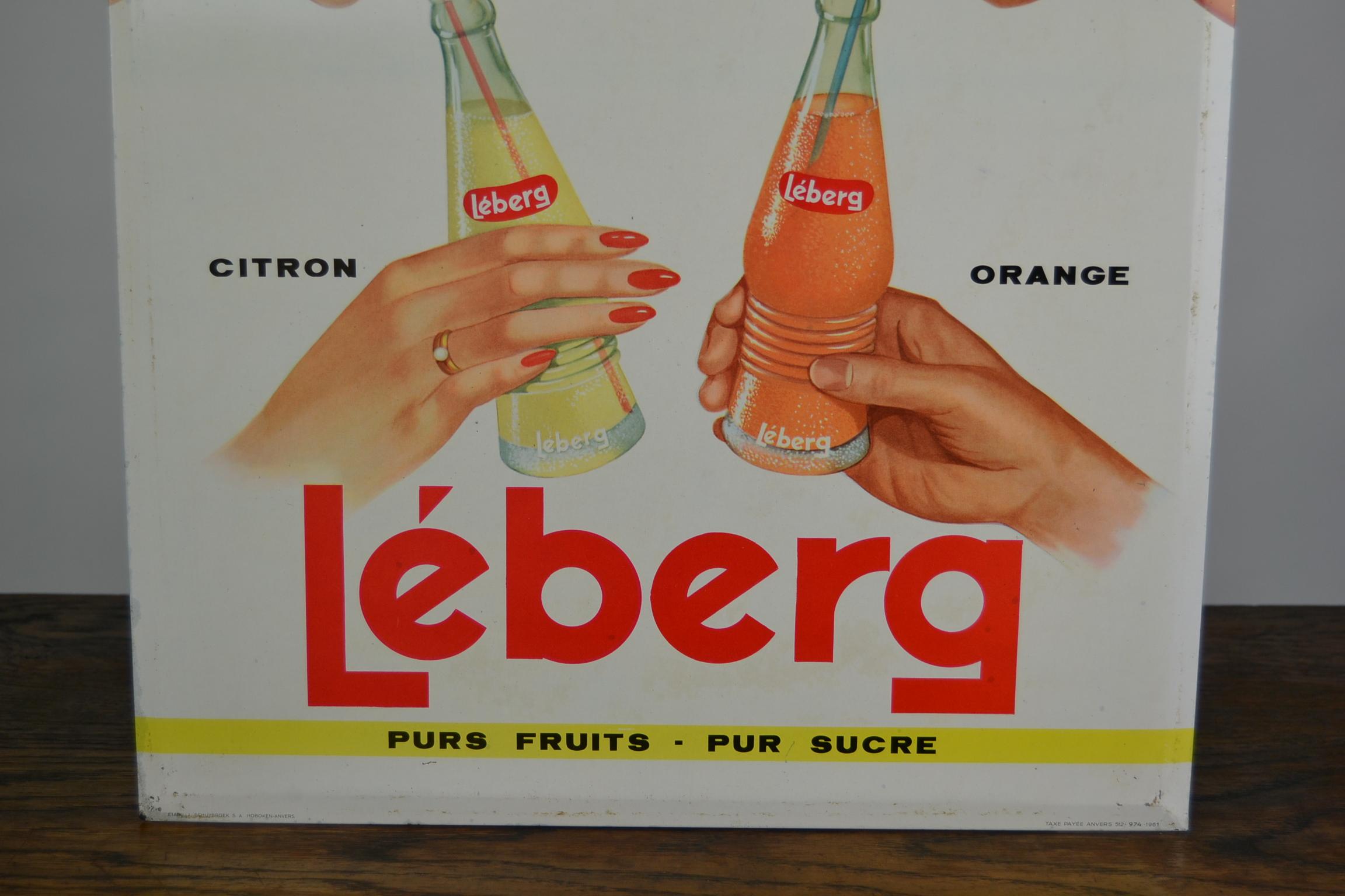 1961 Tin Advertising Sign for Lemonade, Belgium 3