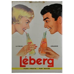 Vintage 1961 Tin Advertising Sign for Lemonade, Belgium