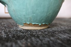 Vintage 1961 Harding Black Large Turquoise Glazed Texas Pottery Planter