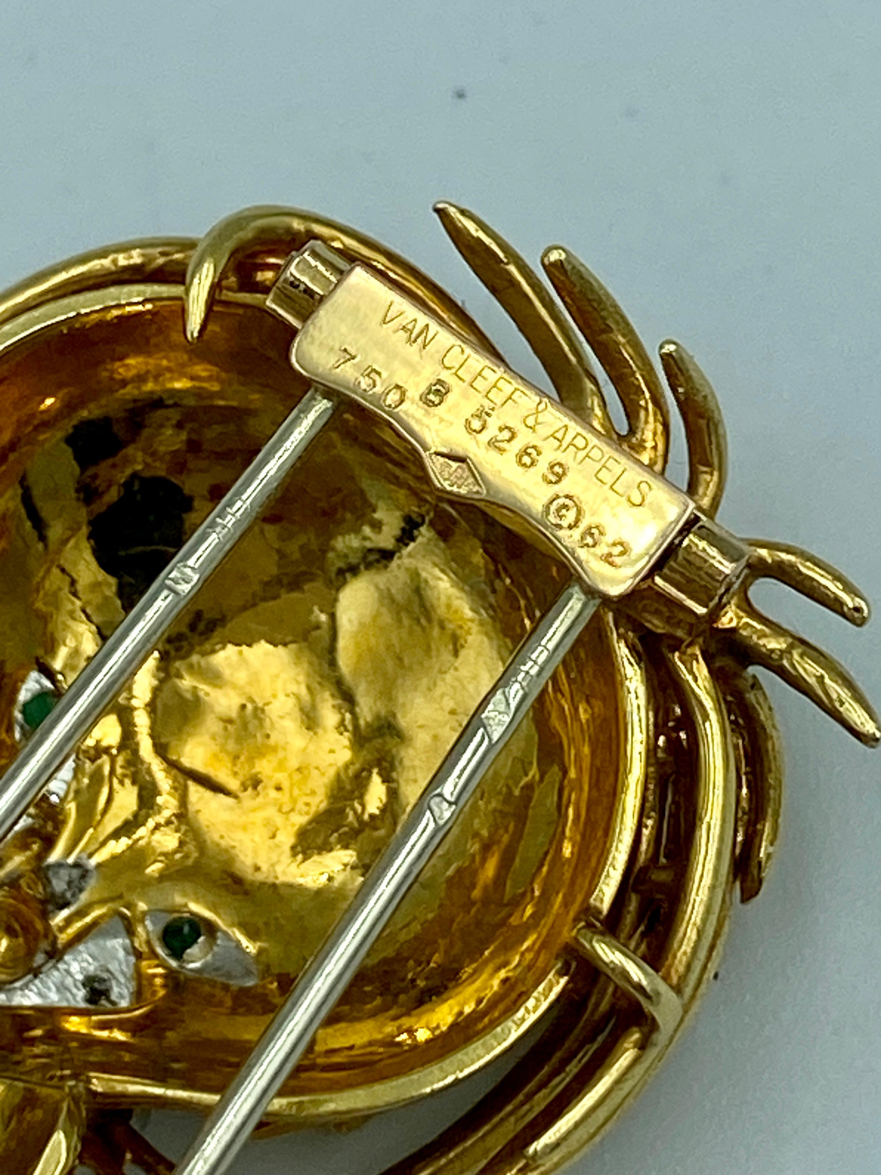 1961 Van Cleef & Arpels Lions Ebouriffes brooch set In Good Condition In London, GB