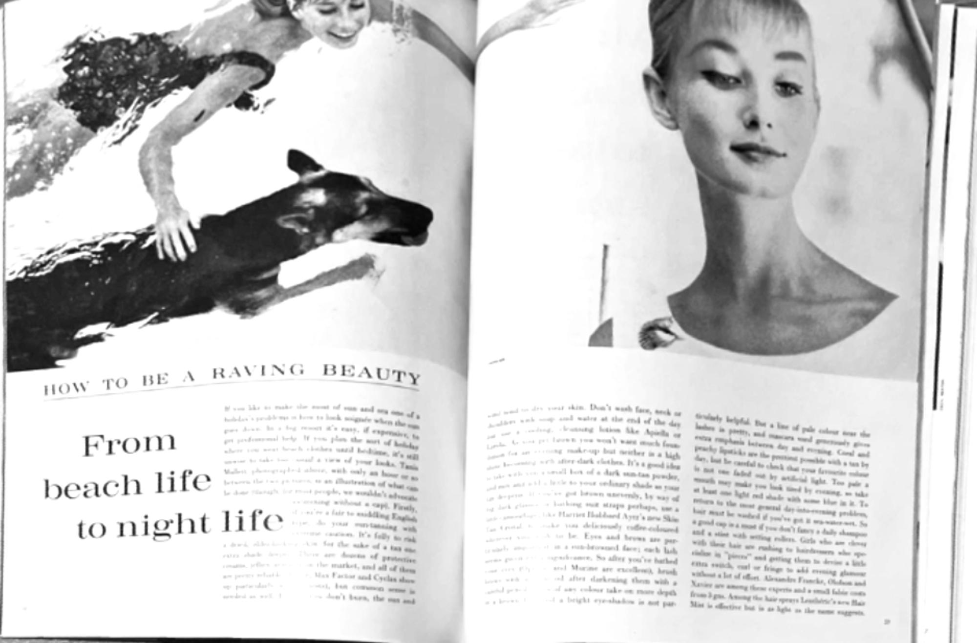 Green 1961 VOGUE Magazine Bond Girl Tania Mallet by Eugene Vernier For Sale