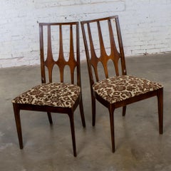 1962-1970 Mid Century Modern Broyhill Brasilia Walnut Dining or Side Chairs Pair