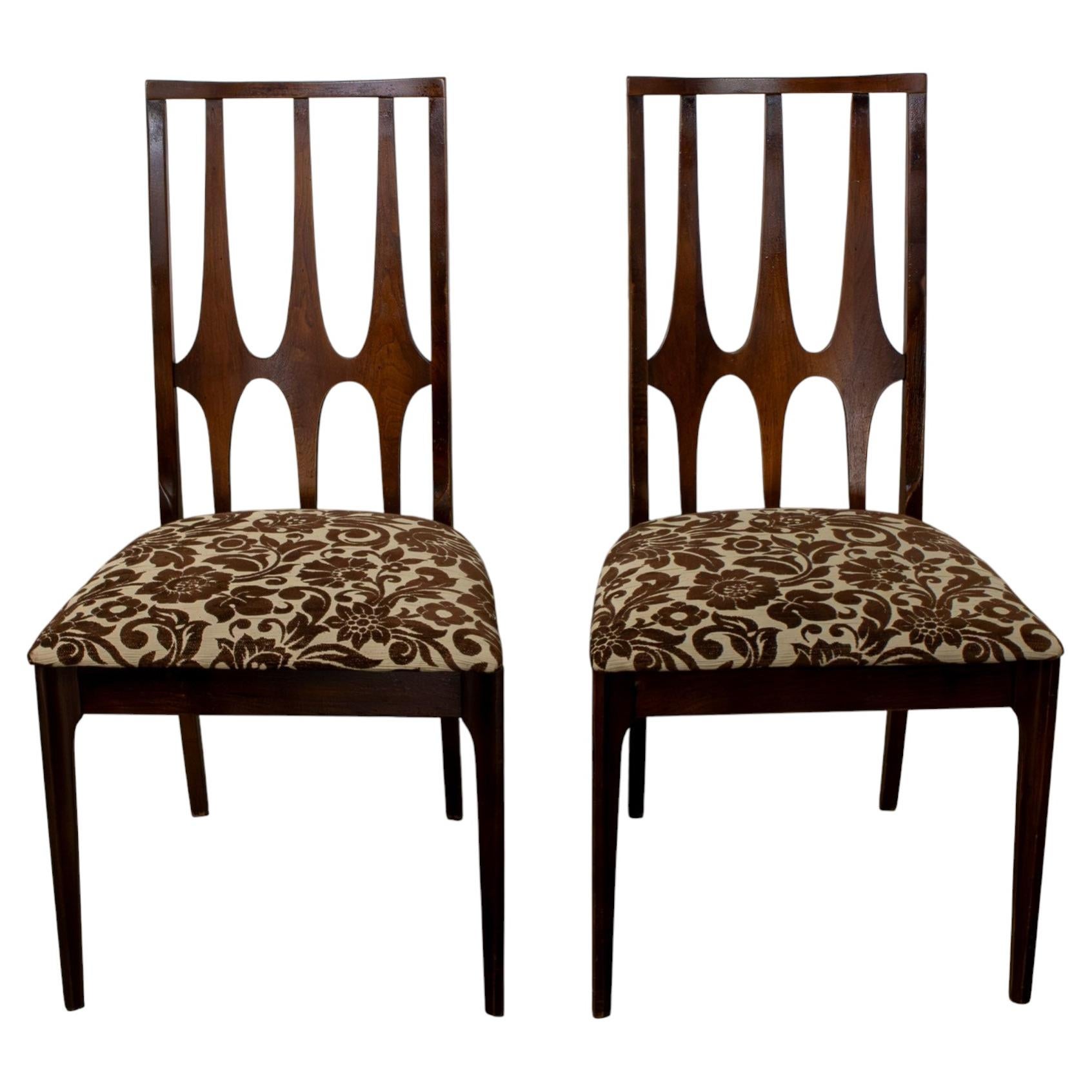 1962-1970 Mid Century Modern Broyhill Brasilia Walnut Dining or Side Chairs Pair