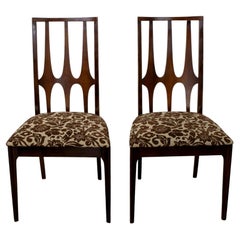 1962-1970 Mid Century Modern Broyhill Brasilia Walnut Dining or Side Chairs Pair