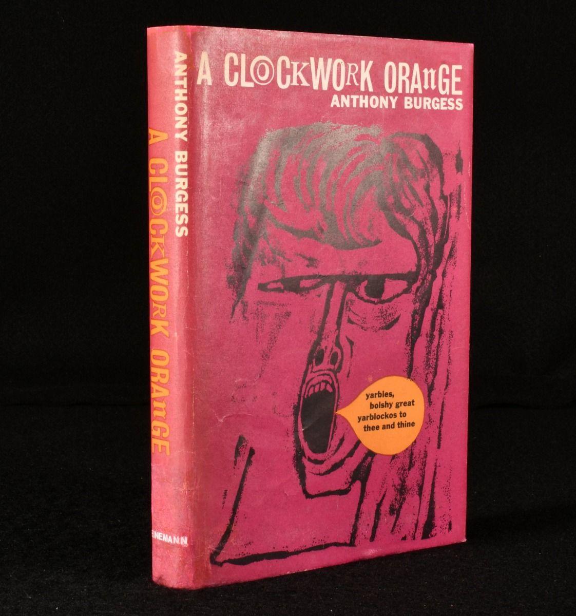 An uncommon, first edition copy of Anthony Burgess' celebrated novel, his jeu d'espirit, 'A Clockwork Orange'.

A first edition, first issue of this canonical novel. A novel known for its use of 'Nadsat' slang, and many time a contentious read,