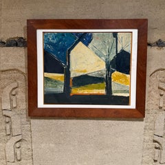 Abstract Art Oil on Canvas  Mid-Century Signed 1962