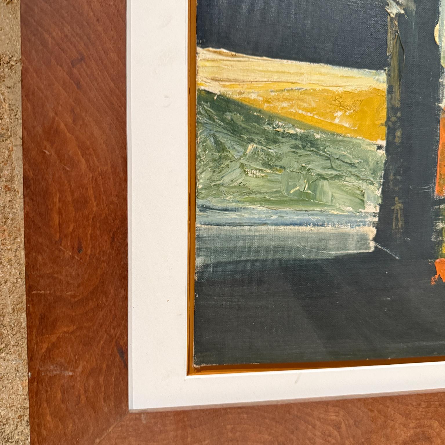 Abstrakte Kunst, Öl auf Leinwand, signiert 1962 (Mitte des 20. Jahrhunderts) im Angebot