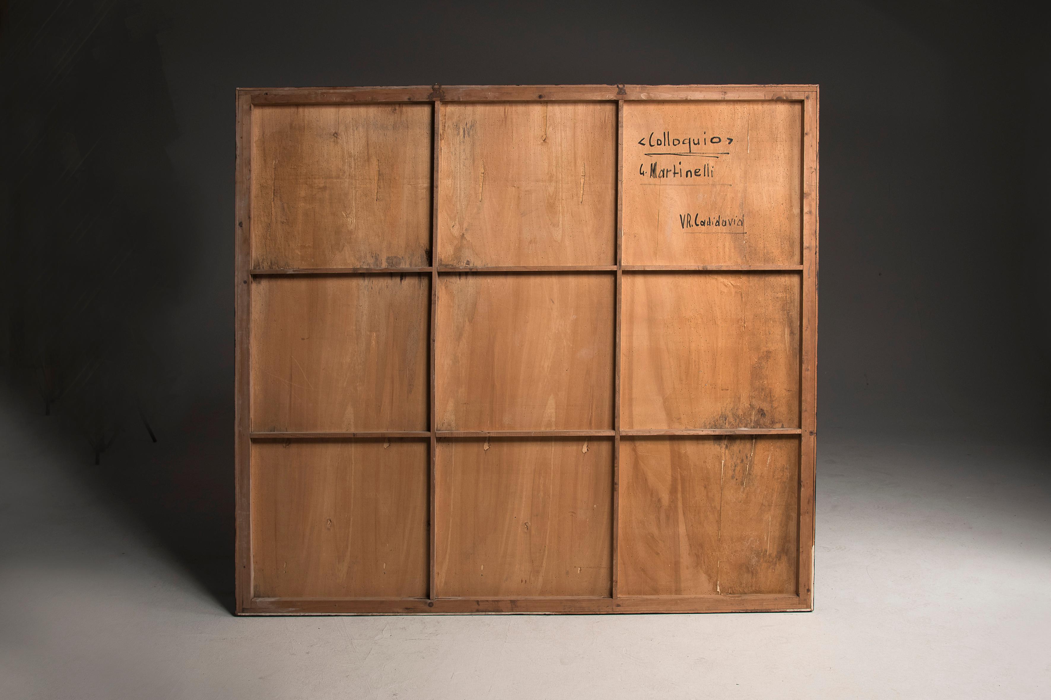 1962 Pintura Abstracta Italiana G. Martinelli Óleo sobre madera y cartón en venta 7