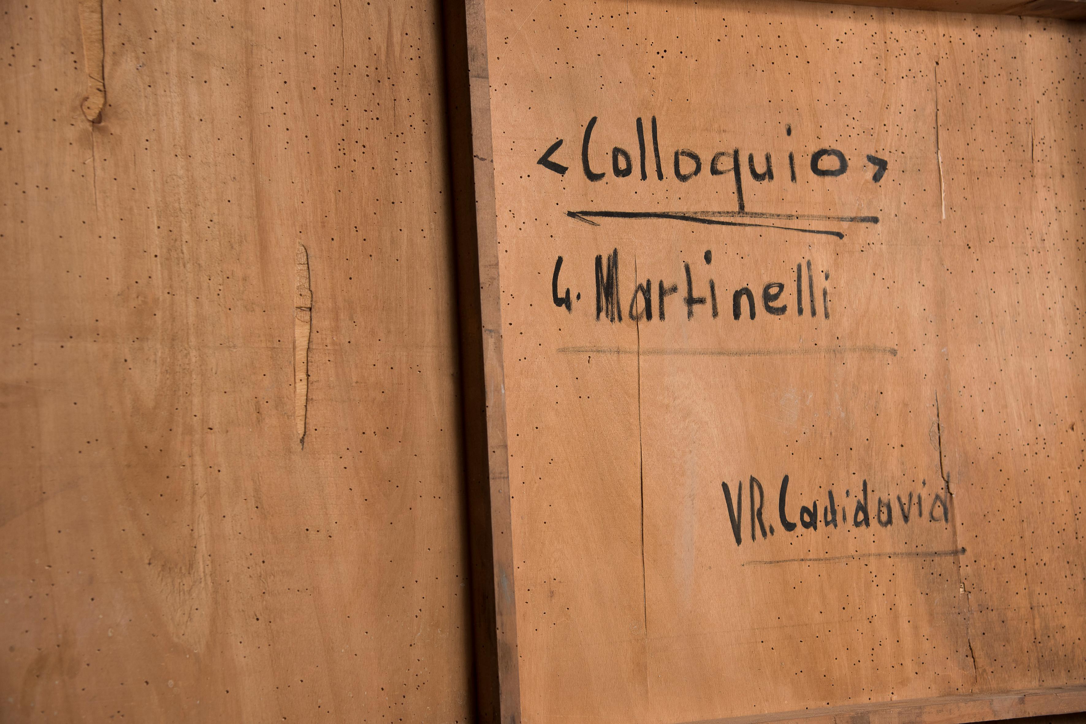 1962 Pintura Abstracta Italiana G. Martinelli Óleo sobre madera y cartón en venta 9
