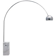 1962, Achille Castiglioni for Arco, Iconic Floor Lamp with White Marble Base