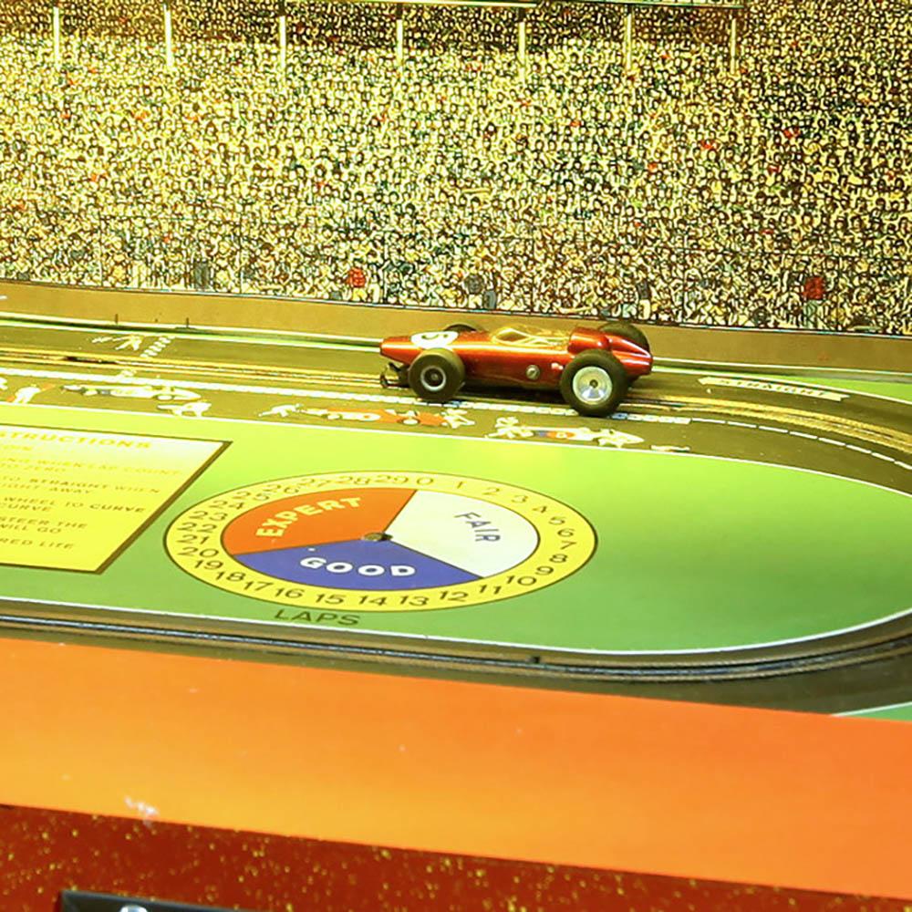 A thrilling racing game inspired by the iconic Indianapolis circuit.

A superb original 1960s car racing game, where the accuracy of your steering technique ensures the fastest possible lap times. This beautifully restored game has been refurbished