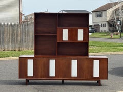 1962 Atomic Style Elegette Walnut Credenza Hutch