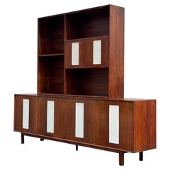 1962 Atomic Style Elegette Walnut Credenza Hutch