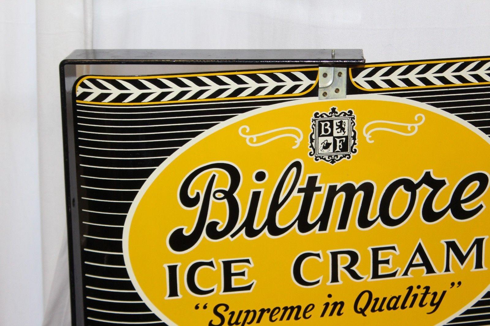 1962 Biltmore Ice Cream Dairy Farms Spinner Porcelain Sign For Sale 1
