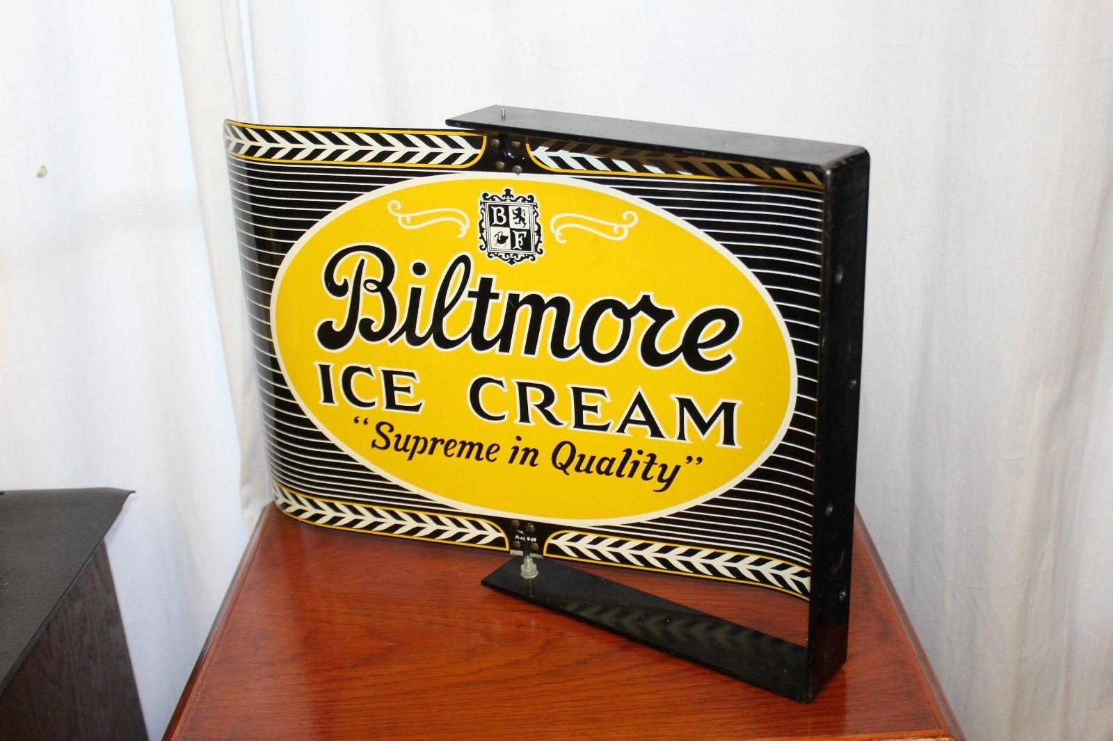1962 Biltmore Ice Cream Dairy Farms Spinner Porcelain Sign In Good Condition For Sale In Orange, CA