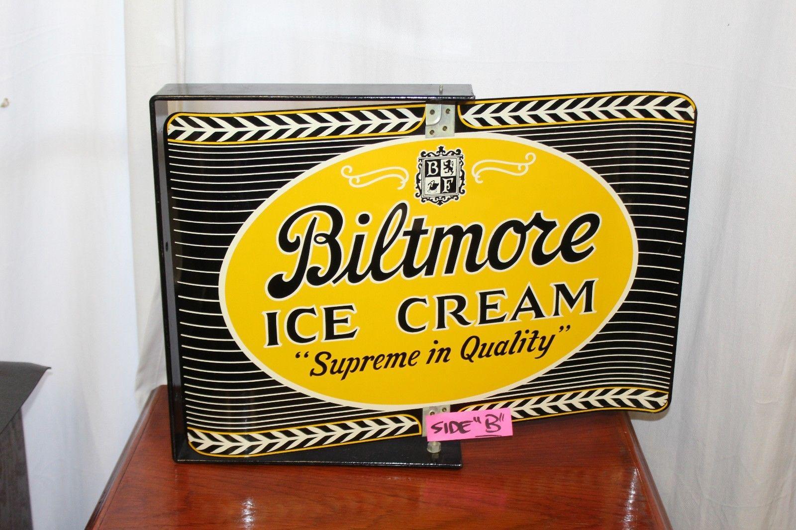 Mid-20th Century 1962 Biltmore Ice Cream Dairy Farms Spinner Porcelain Sign For Sale