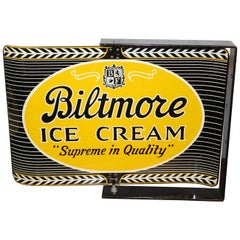 Retro 1962 Biltmore Ice Cream Dairy Farms Spinner Porcelain Sign