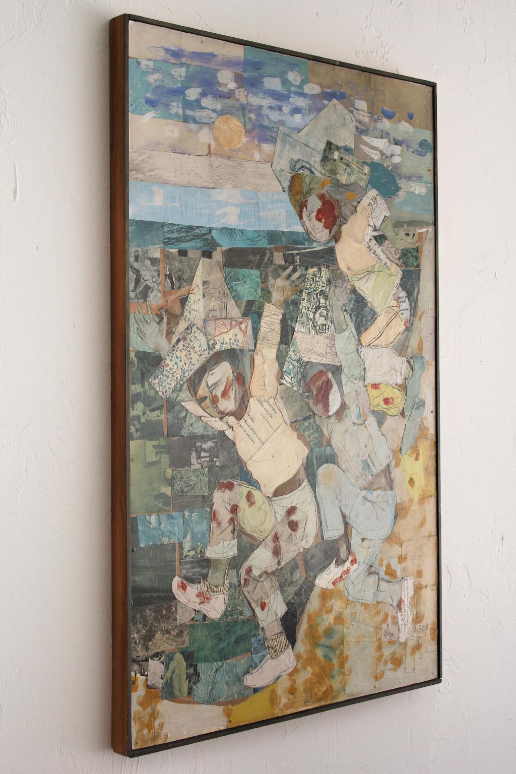 1962 Kalifornien, Künstlerin Olga Higgins, Gemälde und Collage in Mischtechnik im Zustand „Hervorragend“ im Angebot in San Diego, CA