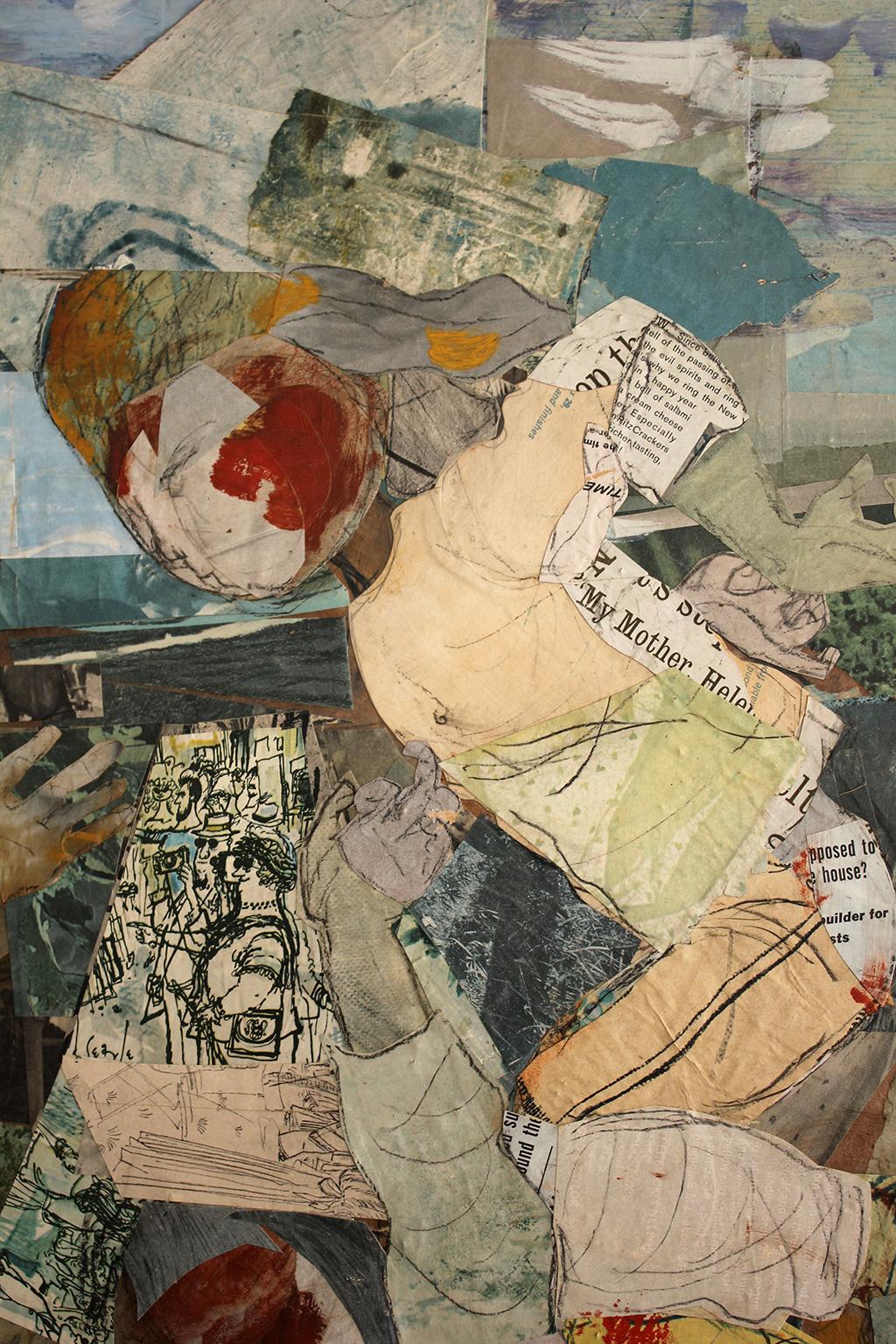 20th Century 1962 California Listed Artist Olga Higgins Mixed Media Painting and Collage For Sale