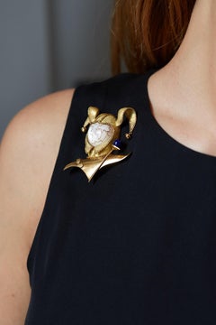 Chaumet 18k Gold Lapis Lazuli & Mother-of-Pearl Harlequin Brooch, 1962