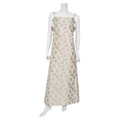 1962 Christian Dior Paris Ivory Silver Floral Silk Brocade Back-Bows Bridal Gown