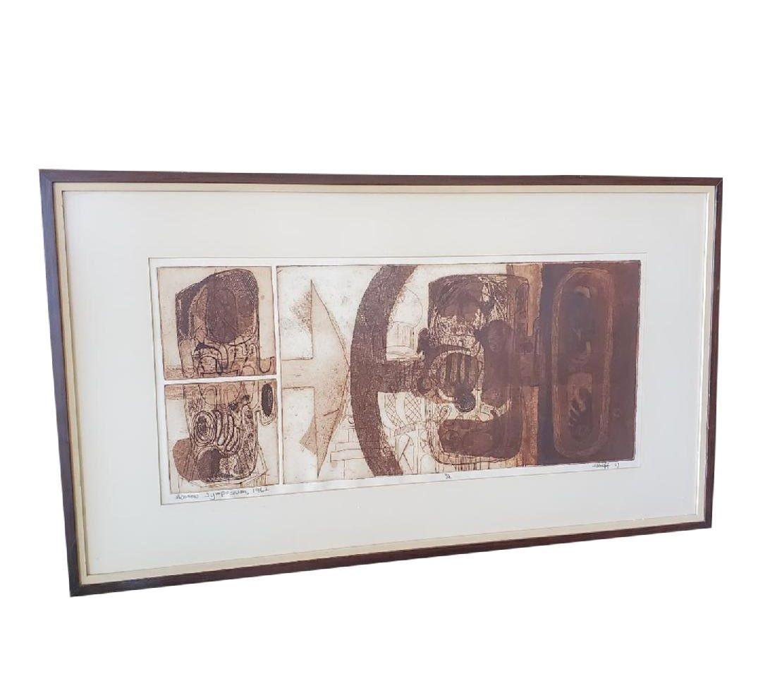1962 Radierung mit dem Titel, datiert, signiert, nummeriert „Moscow Symposium“ #4/4 H. Valoff im Angebot 1