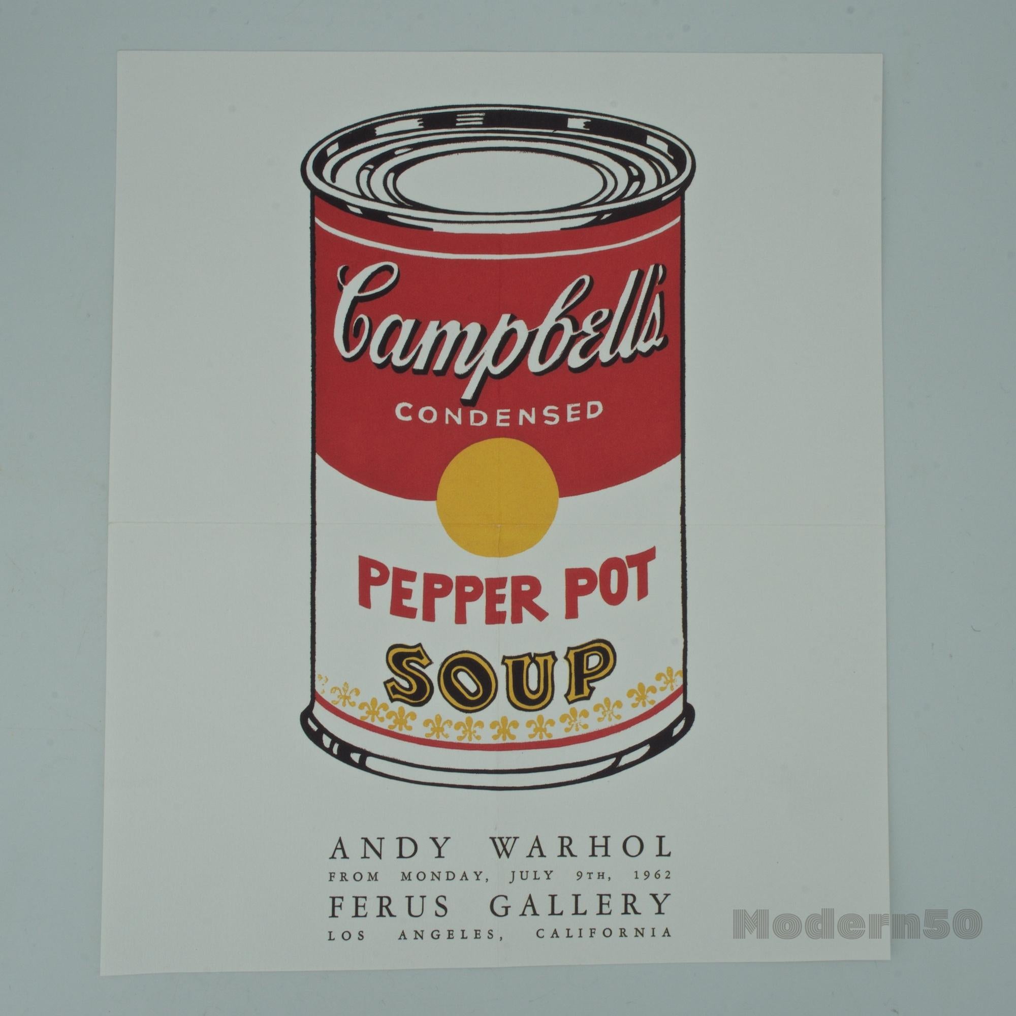 Mid-Century Modern Ferus Gallery Los Angeles Promo Andy Warhol Campbells Soup Can Pop Art Show