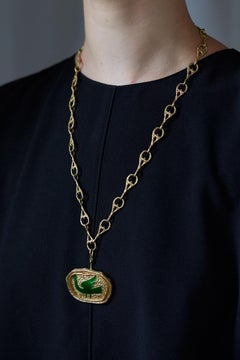 Georges Braque Broche/pendentif et chaîne en or et émail Procris, 1962