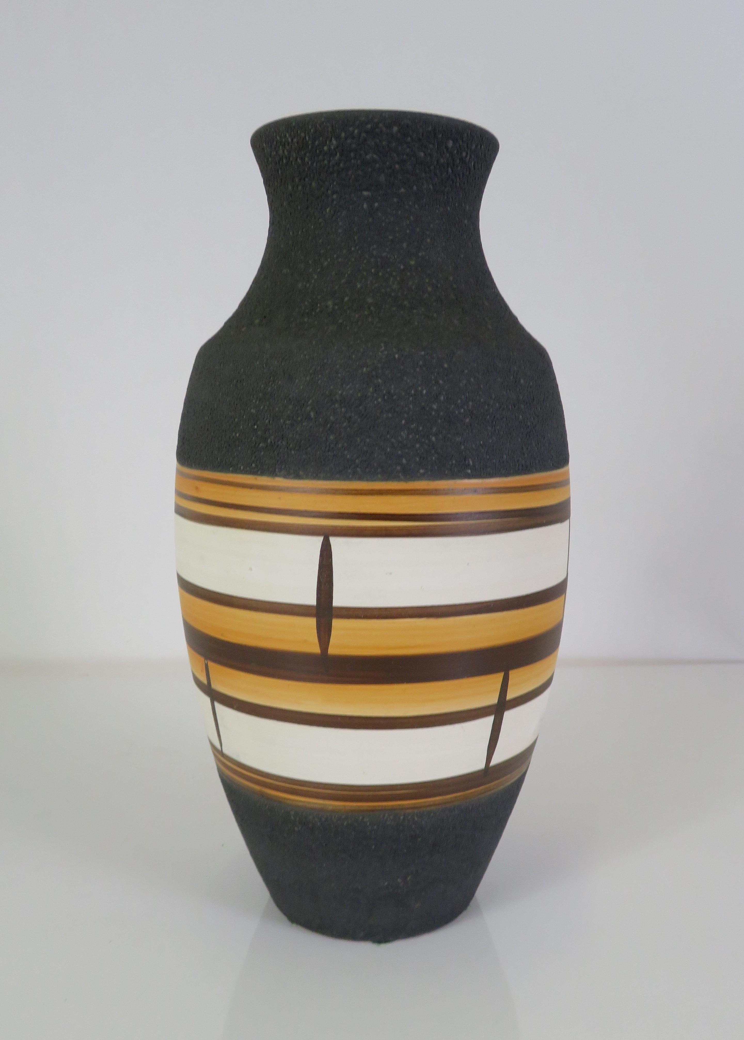 Pottery 1962 German Mid-Century Modern Ceramic Lava Glaze Vase by Bay Keramik Germany For Sale