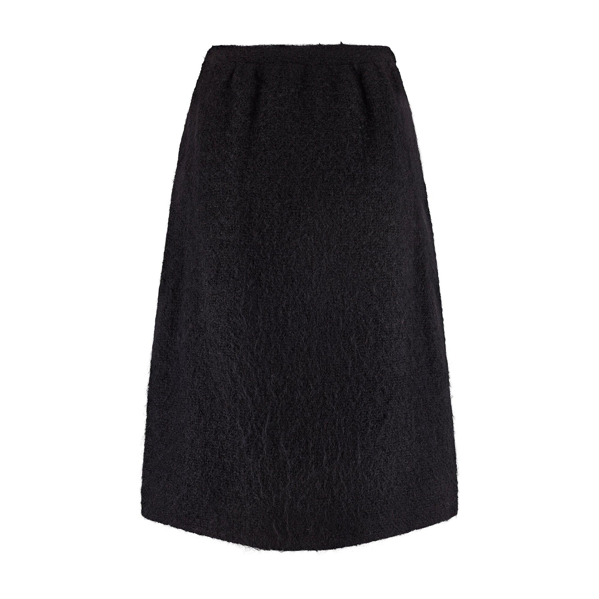Women's 1962 Givenchy Haute Couture Black Angora Wool Skirt Suit For Sale
