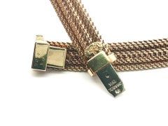 1962 Grosse Germany 14k Yellow Gold Tube Mesh Necklace w/ Pearl Dangle