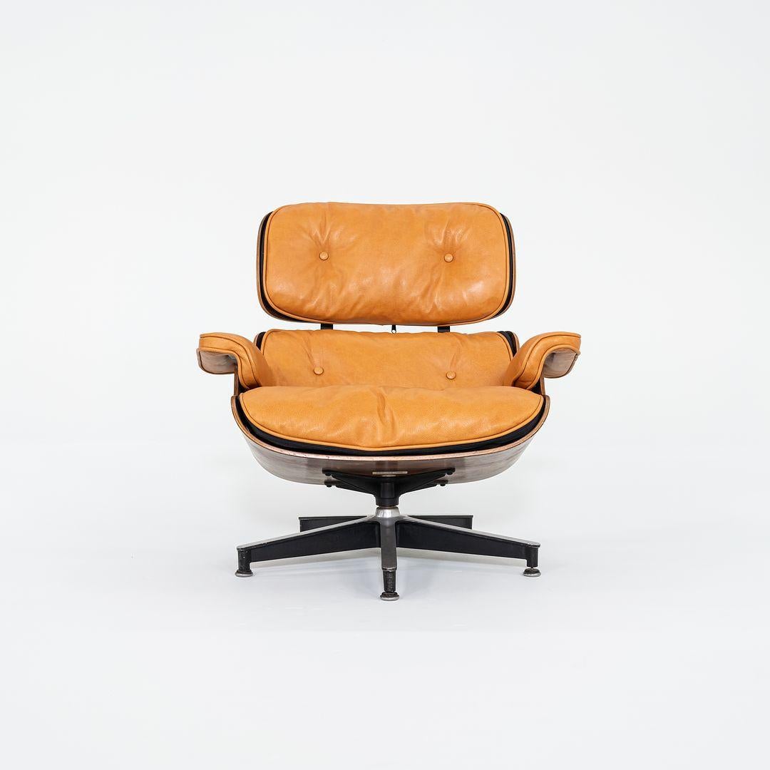 Aluminum 1962 Herman Miller Eames Lounge Chair and Ottoman in Brazilian Rosewood For Sale